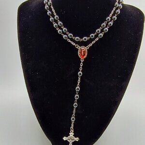 Unisex Hematite Cross Necklace Peruvian Handmade Crafts